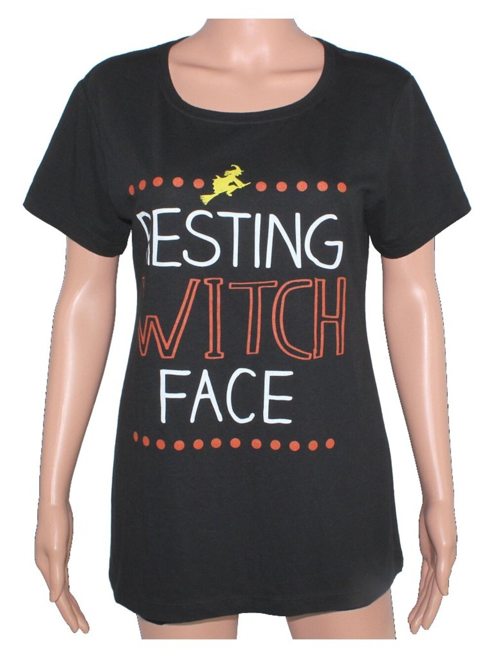 Next Level Apparel Juniors' Resting Witch Face Short-Sleeve XL Halloween Tee